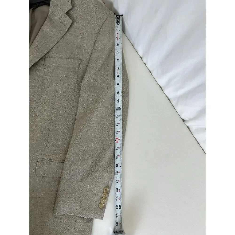 Lauren Ralph Lauren Men's Blazer Linen Rayon Polyester‎ Beige Tan Size 42R VGUC